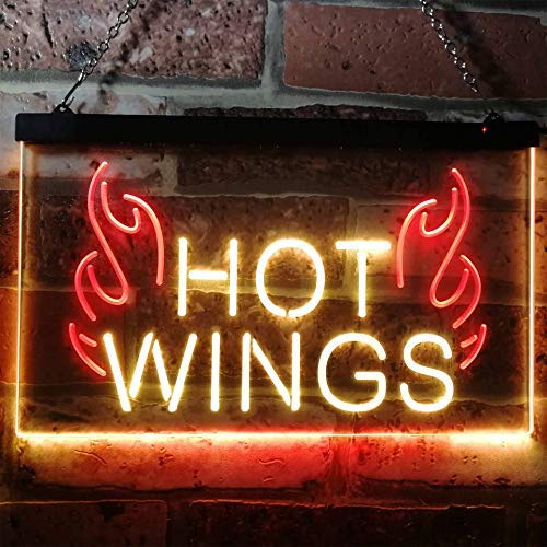 Chicken Hot Wings Dual LED Neon Light Sign